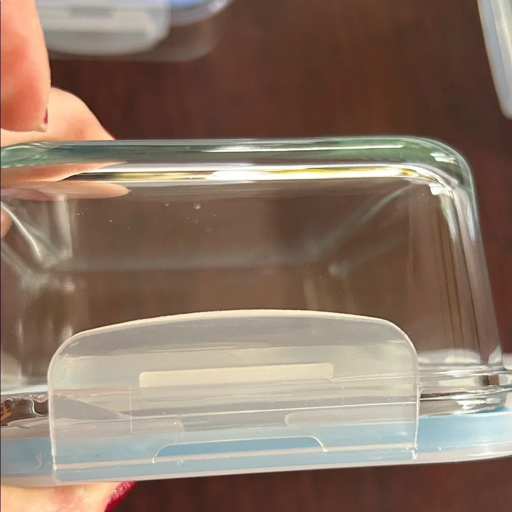 3 Clear Glass Food Storage Containers Plastic Tops; Microwave & Dishwasher Safe